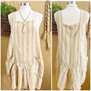 Flax Striped Midi Dress in Yellow and Cream